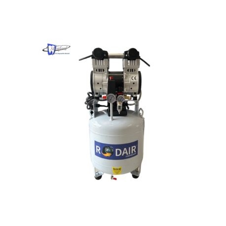 Compresor RODAIR libre de aceite, de un motor 2 hp, modelo SD120/8 con capacidad de 50 L.
